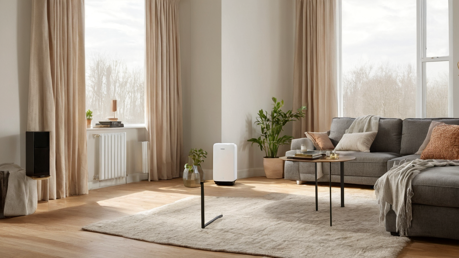 Purifier in open living room space