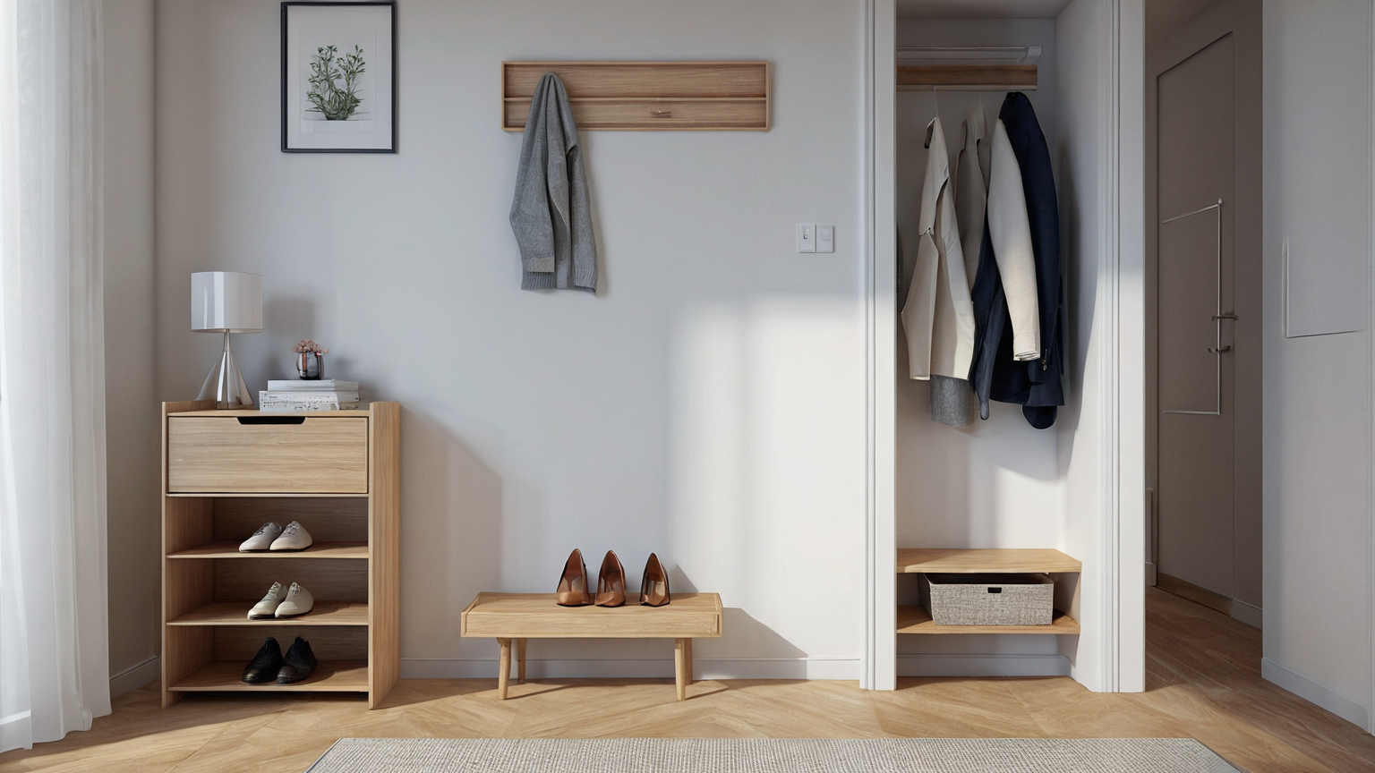 Renter entryway with breathable shoe storage and moisture-safe layout