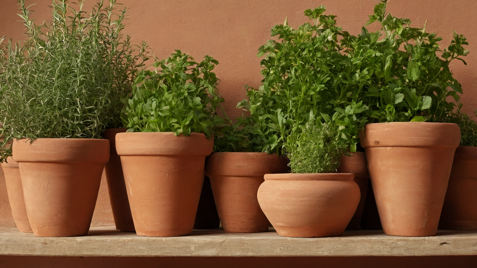 Heavy lower pots and light herbs