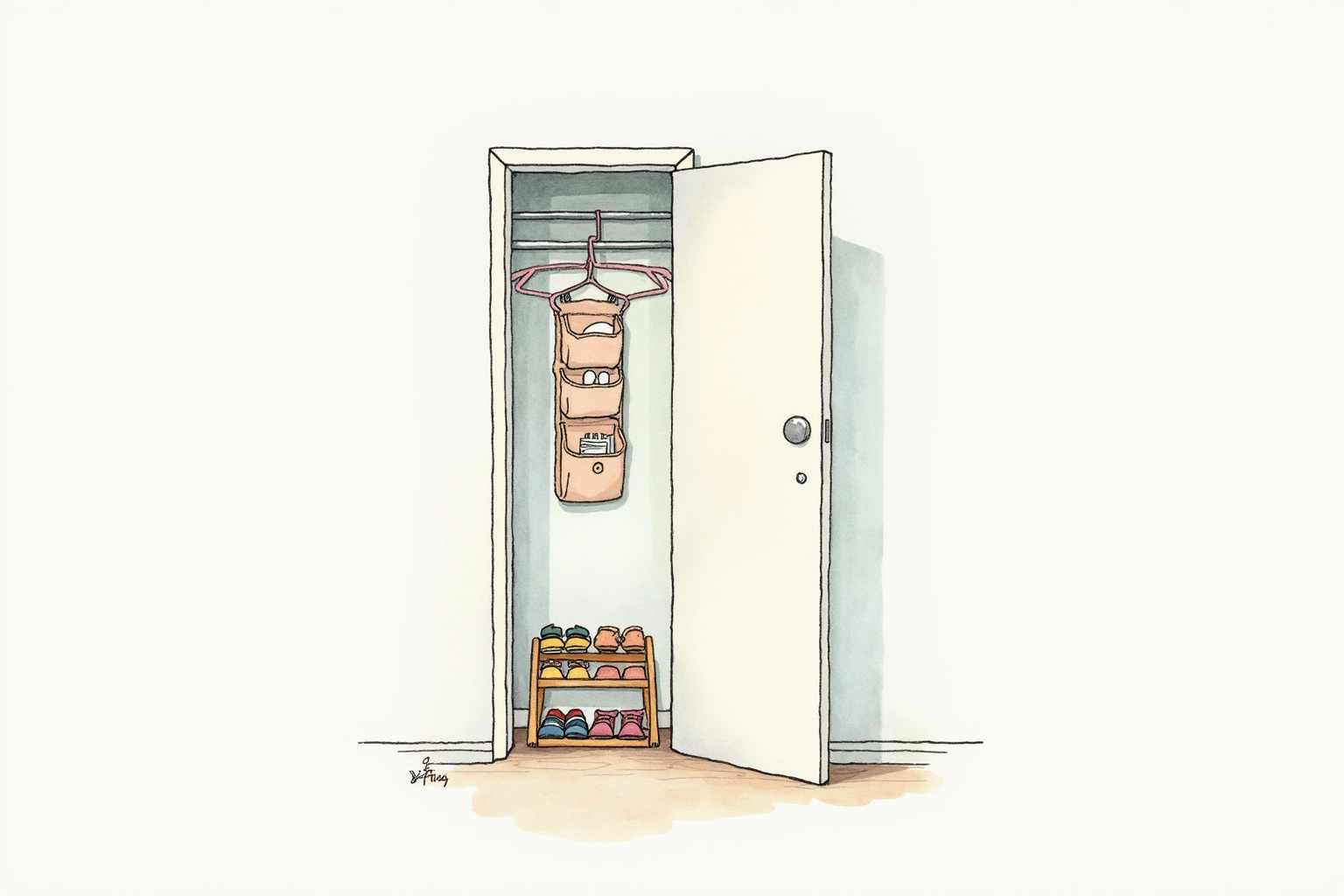 Stacked folding chairs in closet storage