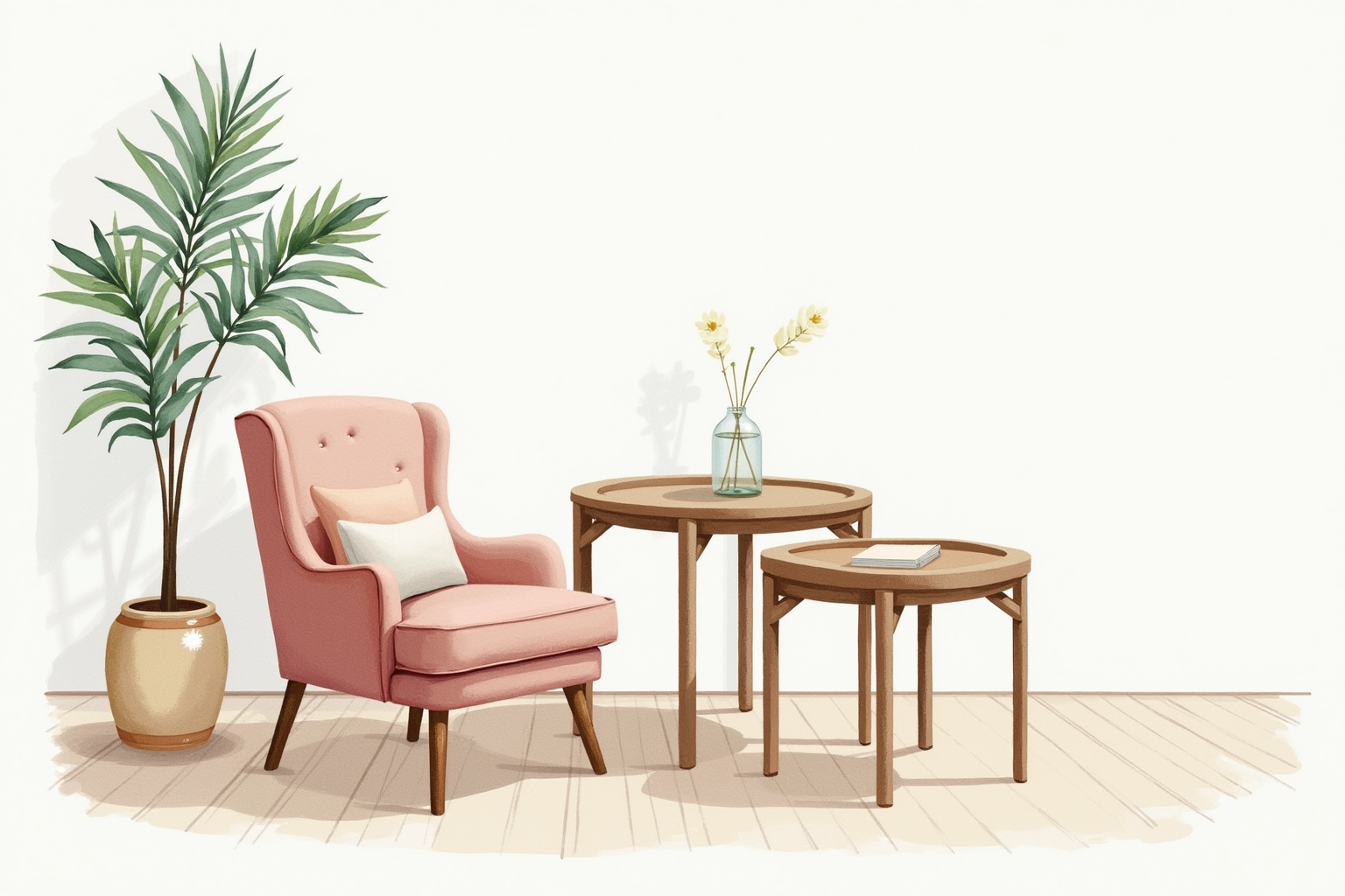 Round nesting tables in modern living room
