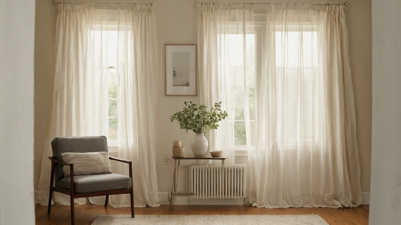 Small room with light curtains and open airflow