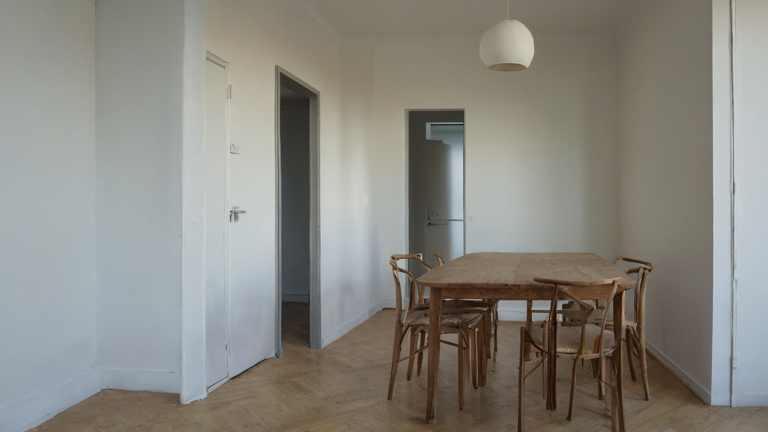 A clear circulation path around the table