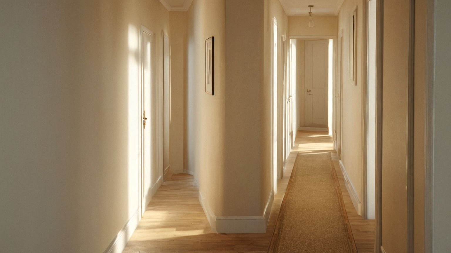 Daytime narrow hallway layout