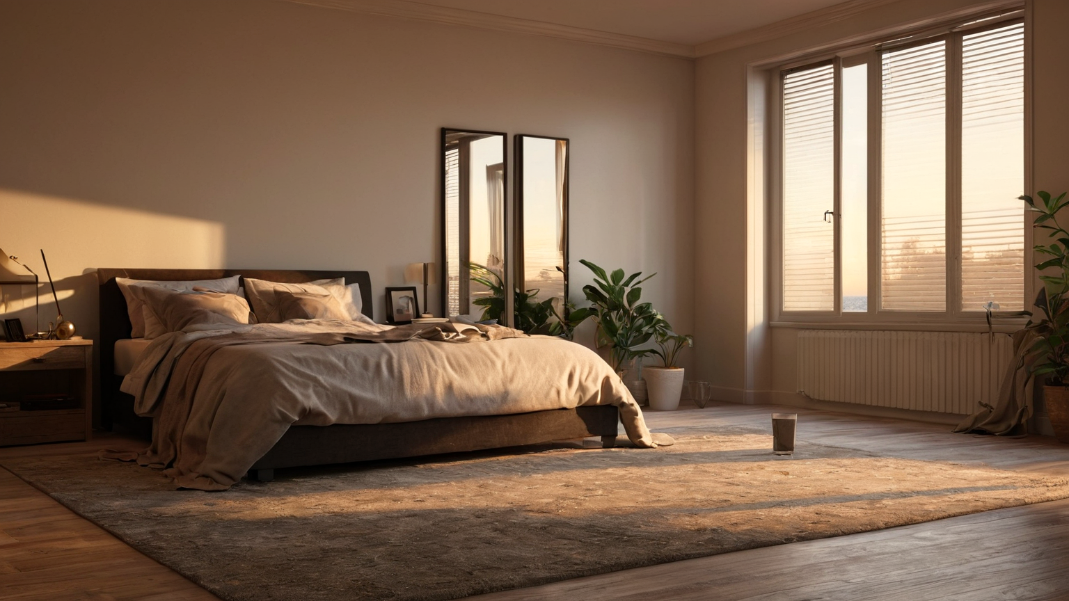 Simplify bedding and floor clutter